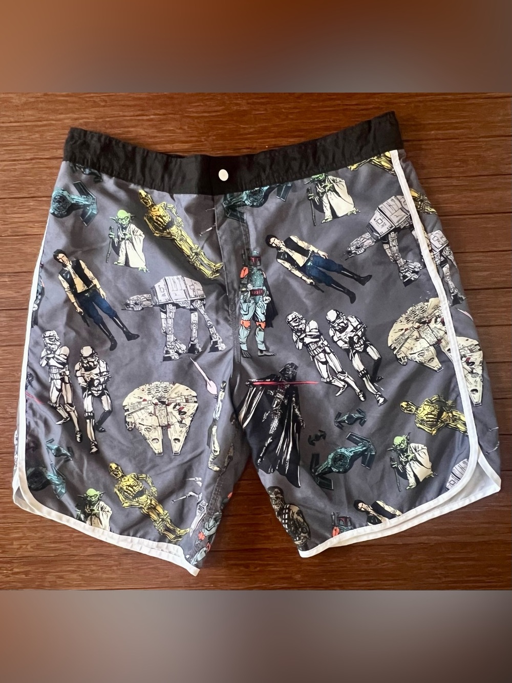 Star Wars Board Shorts Mens Extra Large XL Gray Hans Solo Yoda Stormtrooper
